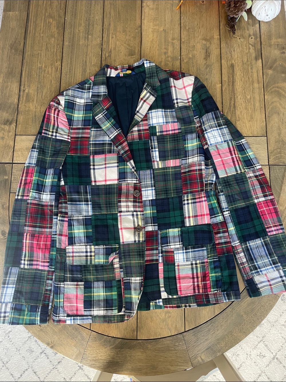 Polo by Ralph Lauren Patchwork Plaid Blazer in Green, Red, Pink, Navy